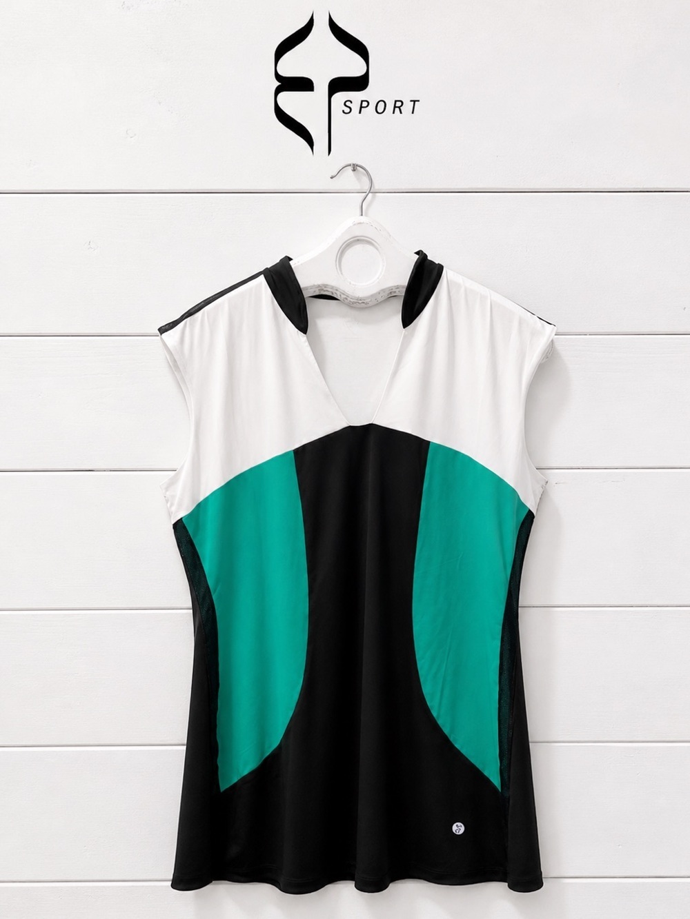 EP SPORT – Black, White & Green Sleeveless Dress – Size XL
